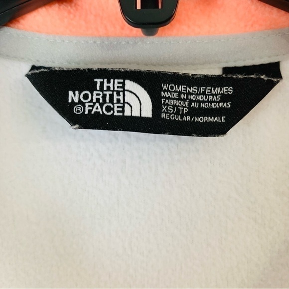 THE North Face woman’s quarter Zip up Fleece Sweater White highlighter Orange XS - Picture 6 of 14